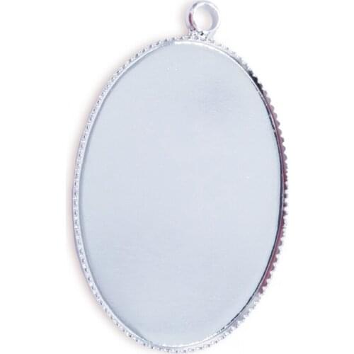 Silver Plated 500piece Oval Pendant Tray Setting Pendant Blanks 13x18mm 18x25mm 30x40mm Bezel Cabochon Settings Wholesale PT32