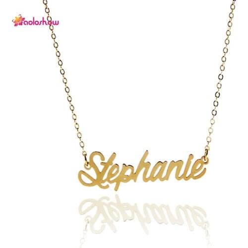 Casual Name Necklace Stephanie Pendant for Women/Girl Script Pendant Stainless Steel Popular Nameplate Charm Jewelry NL2430