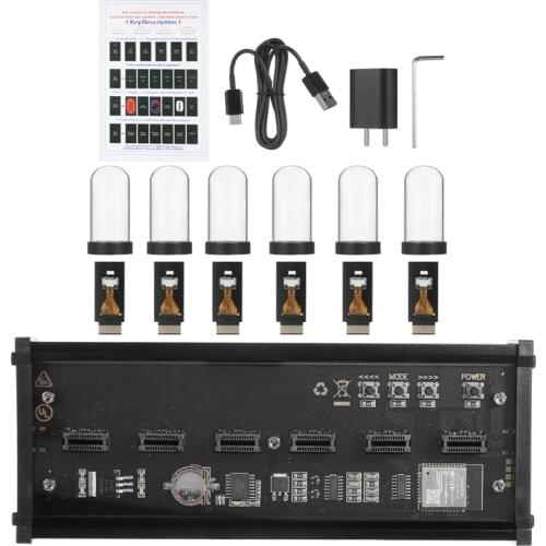 RGB LED Tube Clock Vintage Nixie Clock 6 Bit Time Photo Display Retro Desk Clock IPS Module and Decoration Gift EU Plug