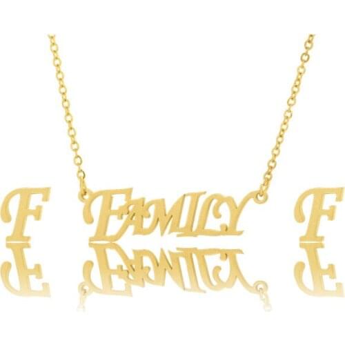 Family Pendant Necklace Stainless Steel Earings Gold Necklaces Choker Fashion Jewelry Sets for Women As DIY Familes Gift 45cm