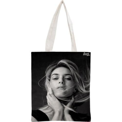Custom Kate Winslet Tote Bag Reusable Handbag Women Shoulder Foldable Canvas Shopping Bags Customize your image