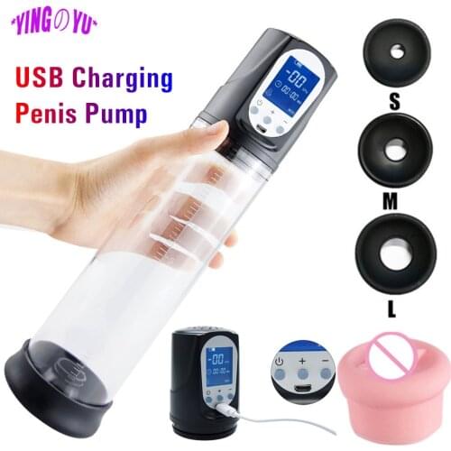 Reusable Penis Vacuum Pump Penile Sleeve Extender Dildo Enhancer Enlargement Cock Erotic Sex Toys For Men Adult Male Masturbator