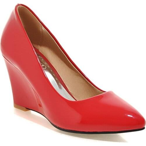 Age season in 2019 new product fashionable wedge heel size 43 yards 31 - shallow mouth pointed single woman shoes