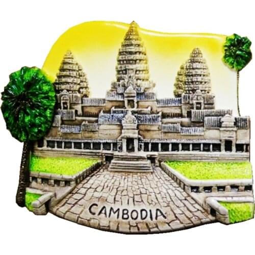 High Quality Refined Cambodia Aromatherapy Cold Porcelain 3D Fridge Magnets Travel Souvenirs Refrigerator Magnetic Stickers