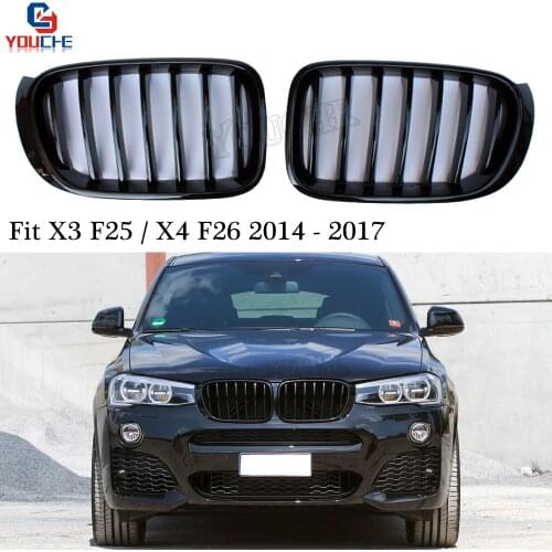 X4 F26 Gloss Black Front Kidney Grills Replacement Grille for BMW X4 F26 SUV X3 F25 Facelift 2014 - 2017 28i 35i
