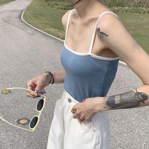 Camisole female new fashion Korean version hit color sexy wild short knit camisole top W1