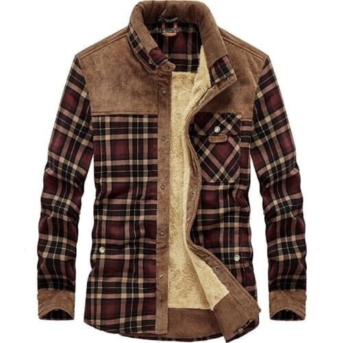 Winter Shirt For Men Thick Cotton Warm Fleece Shirts Plaid Long Sleeve Mens Shirt Buffalo Plaid Flannel Jacket Plus Size M-4XL