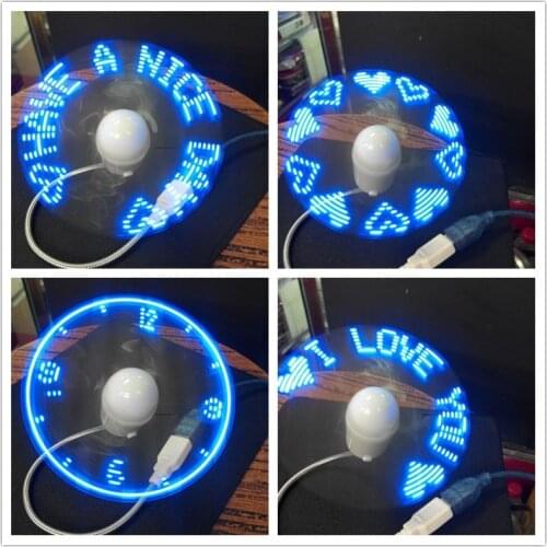 1Pcs Blue Durable Adjustable USB Gadget Mini Flexible LED Light USB Fan Time Clock Desktop Clock Cool Gadget Time Display