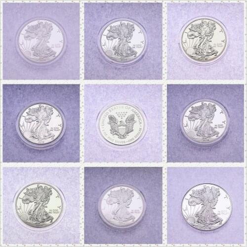 1oz American Eagle Liberty Silver Coin 2000 To 2021 Not magnetic Mirror effect Silver-plated Decorative Silver Coin