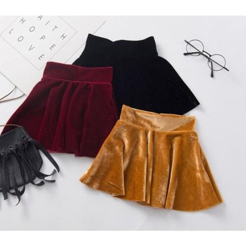 2021 0-3Y Autumn Spring Baby Girl A-Line Skirts 3 Colors High-Waist Velvet Solid Color Pleated Princess Skirt