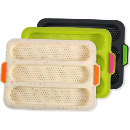 3 Grids Open Hole French Baguette French Bread Silicone Mold New Second Generation Framed Household Pastry Baking Tools
