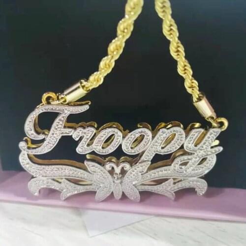 3D Custom Necklaces New Style Shape Custom Name Necklace Name Personalized Double Gold Plated Nameplate 3D Necklace Hip Hop
