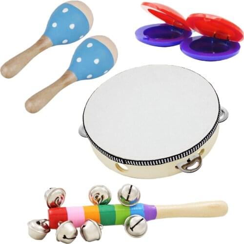 6pack Kids Musical Instruments Wooden Percussion Instruments Toys Set for Kids Playing Preschool Education