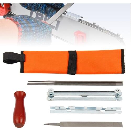 7 Pieces Professional Chainsaw Chain Grinding Kit Tool Set Hardwood Handle + Round / Flat File Guide Bar File Sharpener tools