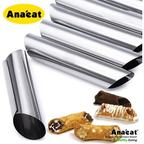 ANAEAT 8pcs Cannoli Forms Cake Horn Mold Stainless Steel Cannoli Tubes shells Cream Horn Mould Pastry Baking Mold