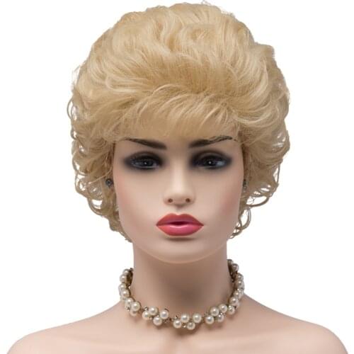 BESTUNG Blonde Short Curly Wigs Synthetic Classic Wigs Deep Wavy Fluffy Cosplay Costume for Women