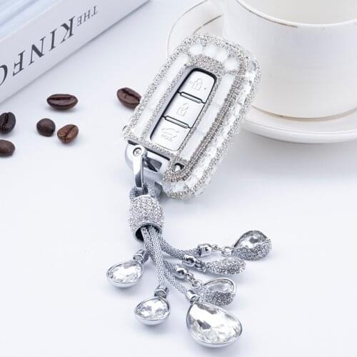 Diamond Crystal Car Key Case Cover Shell For Hyundai Solaris HB20 Veloster SR IX35 Accent Elantra i30 For KIA RIO K2 K3 Sportage