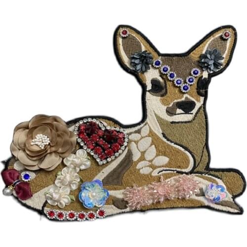 Childrens Cute Sika Deer Print Embroidery Denim T-shirt Patch Home Decoration Painting Accessories New DIY Handmade Jewelry