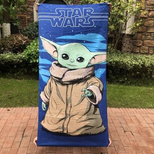 Disney Star Wars Baby Yoda Bath Towel Blanket Throws Cotton Home Beach Towel Kids Boys Children Soft Absorbent Swimming Towel