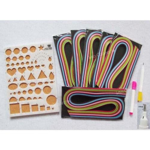 DIY Craft Quilling Kits - 15 colors 0.5x52cm Quilling Paper 6bags, Template Board 1pc and Slotted Pen 2pcs free shipping