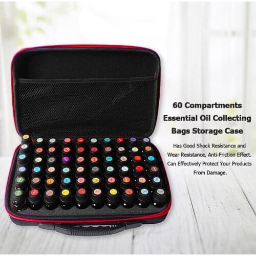 EVA Essential Oil Case 60 Bottles 10/15ML Perfume Oil Essential Oil Box Travel Portable Carrying Holder Nail Polish Storage Bag