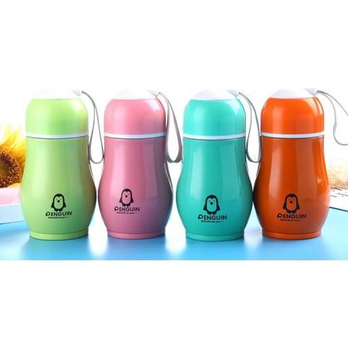 1PC Cute Thermoses 280ML Penguin Thermos Stainless Steel Thermal Insulation Drinking Water Bottle Vacuum Flask Belly Cup LF 172