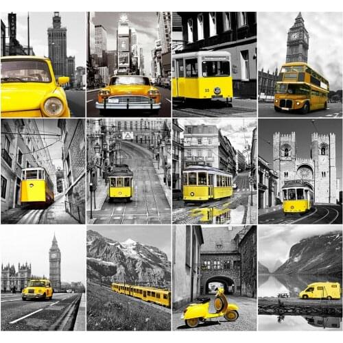 AZQSD Painting By Number Canvas Kits Street Landscape Acrylic Paint 40x50cm DIY Pictures By Numbers Black And White Home Decor