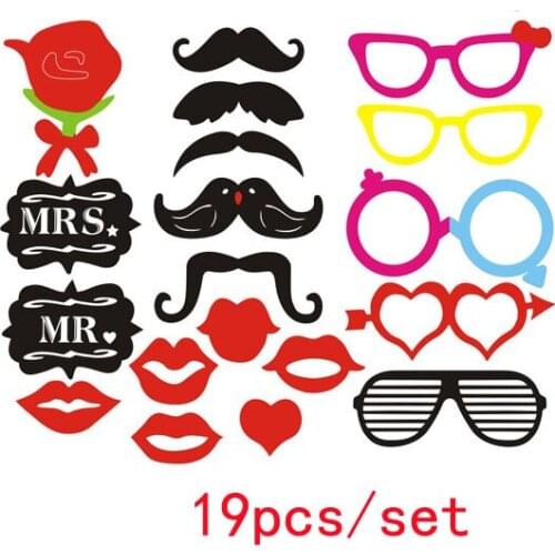 Mrs Mr Funny Photo Booth Props DIY Glasses Mustache Happy Photobooth Accessories Wedding Event Party Supplies