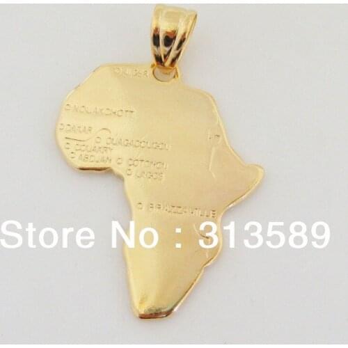 Min order 10$ /CAN MIX DESIGN /NEW GOOD - YELLOW GOLD GP OVERLAY AFRICA MAP SHAPED PENDANT./Great Money Maker