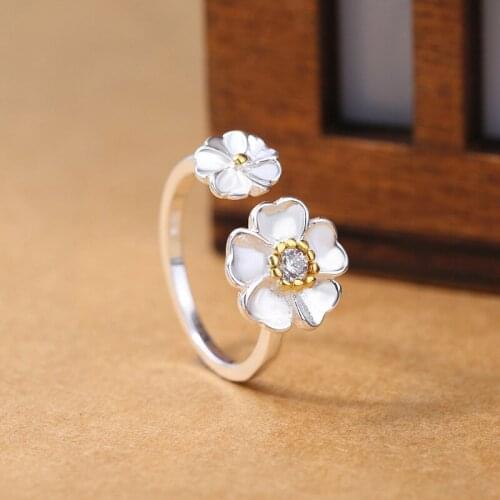Miuoxion Retro Double Flower Zircon Ring Personality Fashion Punk Party Jewelry For Women Feature Namour Charm Gift All Seasons