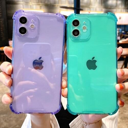 Soft Transparent Candy Color Phone Case For iPhone 11 12 Pro Max XS X XR Max Mini 7 8 Plus SE 2020 Shockproof Bumper Back Cover