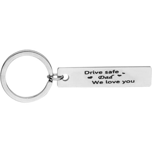 Oeinin Simple Keychain Man Drive Safe Dad We Love You Key Holder Bag Unisex Silver Color Zinc Alloy Key Chain Pendant Porte Clef