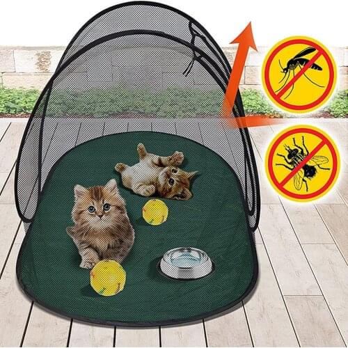 Portable Dog House Cage Pet Bug Net Tent Pet Puppy Anti-Mosqui Net HouseOutdoor Folding Cat Anti-Bug Netting Tent Kennel Fence