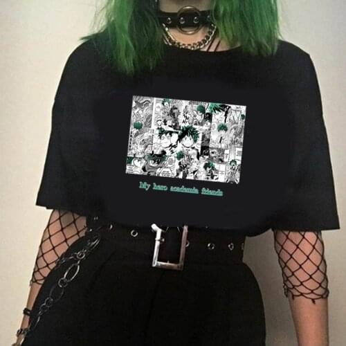 Hot Japanese Anime T Shirt Harajuku My Hero Academia Men Unisex Casual T-shirt Top Casual Midoriya Izuku