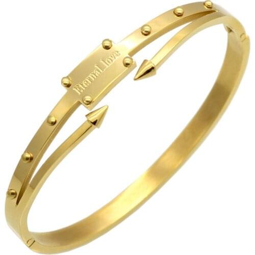 Pulseira Feminina Bangle Gold Colour Bracelets & Bangles Pulseiras Stainless Steel Screw Bracelet Women Eternal Love Jewelry