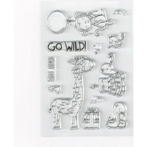 Eno Greeting Clear Stamps Silicone Rubber Party Animal Stamps for Scrapbooking Craft Card Making Supplies