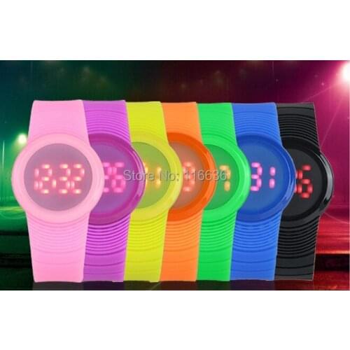 Silicone bright LED touch screen watch Sport Watch Men Women Jelly Silicon Rubber wristwatch girls ROUND