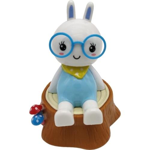 Solar Powered Dancing Cartoon Bunny Bobblehead Doll Toy Home Car Ornament