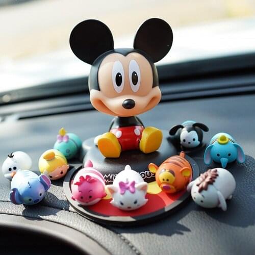 Disney Anime Mickey Minnie Shaking Head Figure Car Ornaments Auto Interior Decorations Big Hero Doll Accessories Toys