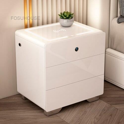 Intelligent Bedside Table Multi-functional Nightstands Bedroom Furniture Simple Modern Bluetooth Lock Wireless Charging Locker