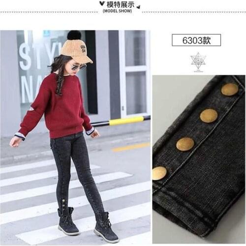 2-12Y Teenage Children Girls Jeans 2021 Spring Fall Fashion Elastic Waist Pants Kids Skinny Jeans for Girls Trousers Clothes Hot