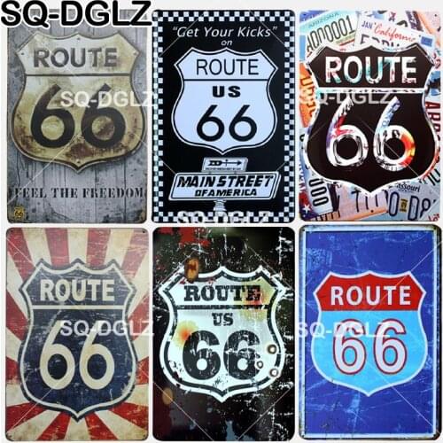 [SQ-DGLZ] New Feel The Freedom Tin Sign Route 66 Metal Sign Motel Metal Crafts Painting Plaques Art Poster
