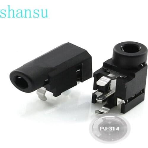 10pcs The power socket PJ-314 Audio socket 3.5MM 3 PIN Double track DIP PJ314 Headphone socket