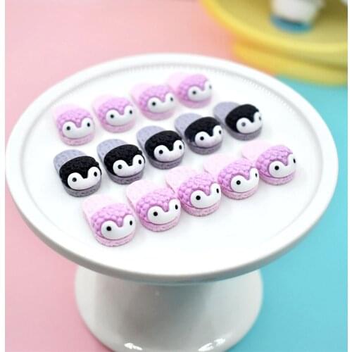 10Pcs Cartoon Penguin Dog Flip Flop Flat back Resin Cabochon Kawaii Dollhouse Decoration Craft DIY Embellishments Accessories