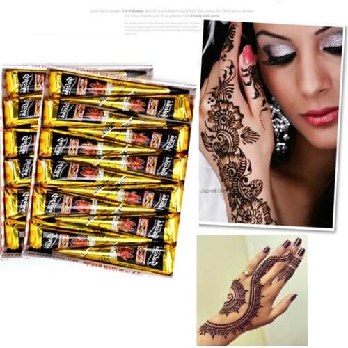 12 Pcs/Kit Henna Tattoo Black Ink Brands Temporary Tattoos Long Lasting Natural Waterproof Body Paint Tattoo Ink