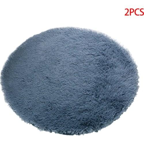 2 Pieces Round Carpet Home Living Room Bedroom Area Rug Polyester Long Plush Floor Mat Home Decor, Silver Grey