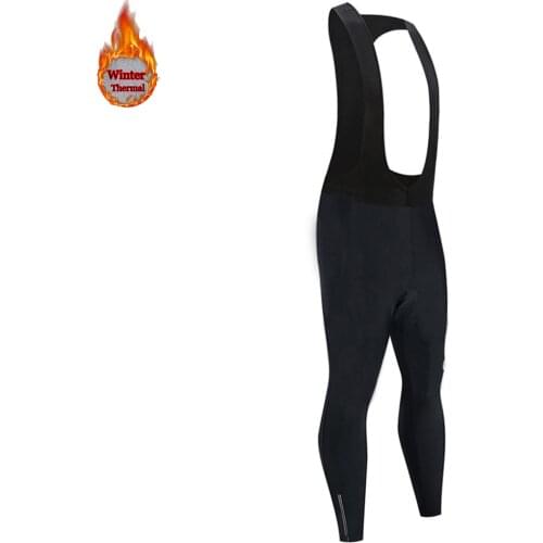 2020 all Black Warm Cycling Bib Trousers Winter Thermal Mountain Bike long Pants Bicycle Tights 20D Gel Pad Cycling Bib Pants