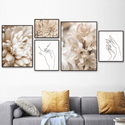 Abstract Woman Line Peony Lily Nursery Wall Art Canvas Painting Nordic Posters And Prints Wall Pictures For Living Room Decor