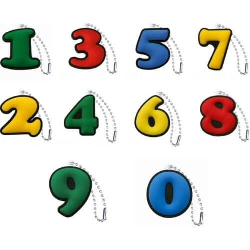 1pcs Colorful Numbers PVC Keychain Mini Charm Key Chain Key Ring for Children Key Holder Cute Trinkets Kids Xmas Gift