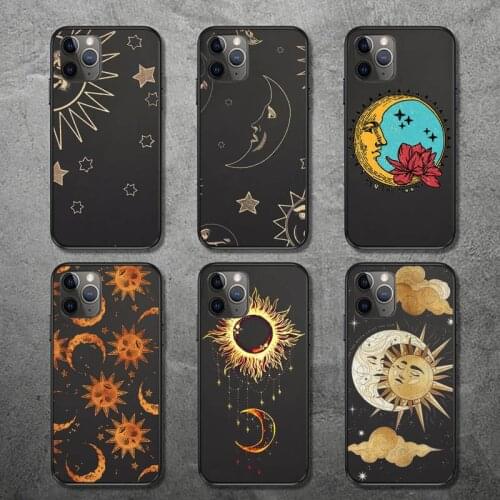 Funny Sun Moon Face Phone Case for iPhone 12 11 mini pro XS MAX 8 7 6 6S Plus X 5S SE 2020 XR